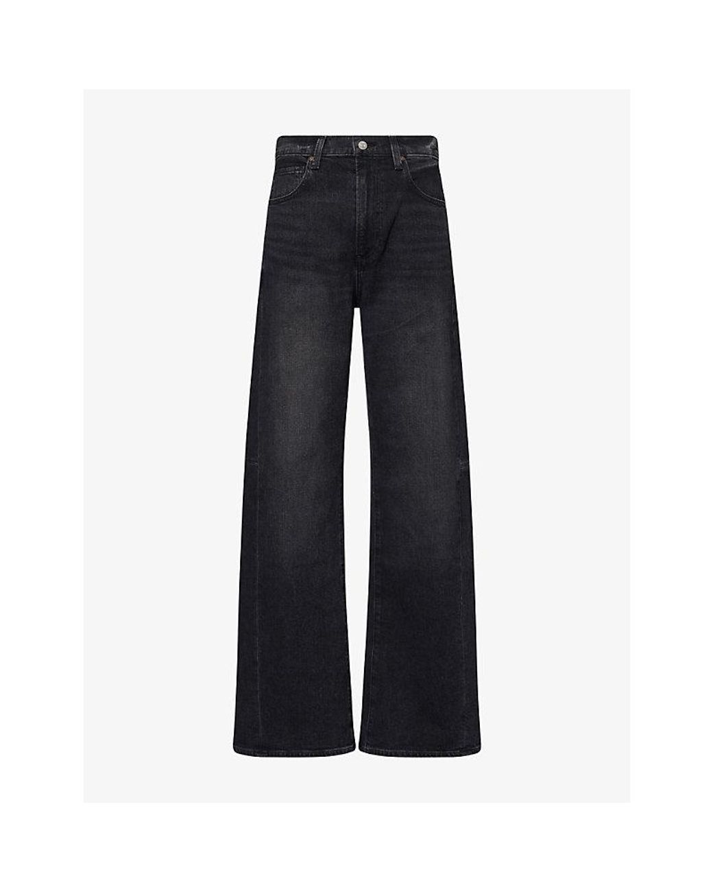 PAIGE Blue Arellia Skimmer Barrel-Leg Denim Jeans