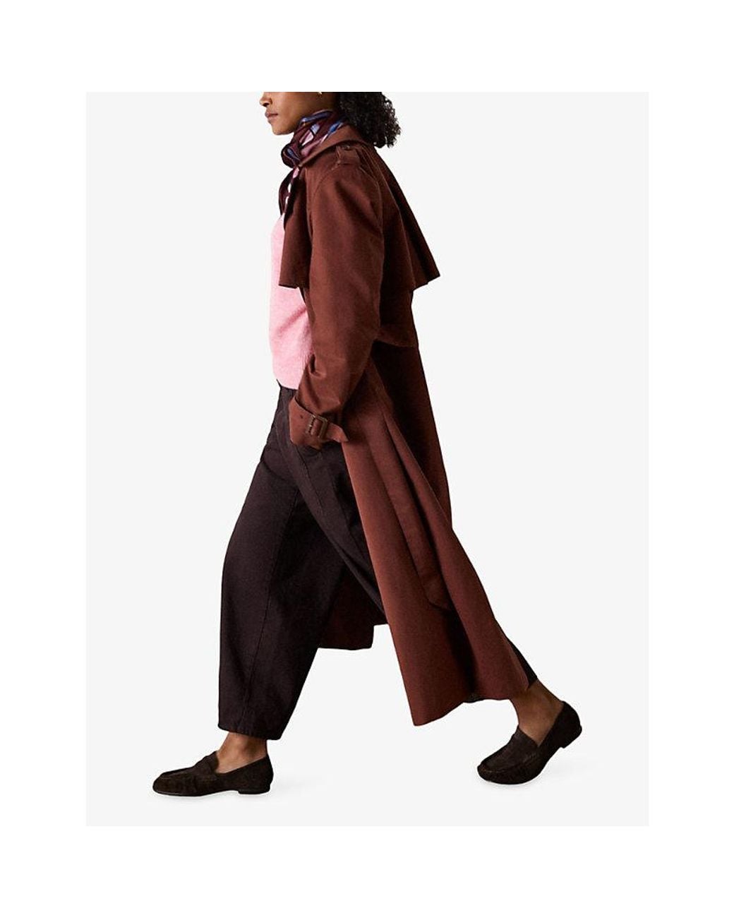 Whistles Pink Ribbed-Trim Wool-Blend Jumper