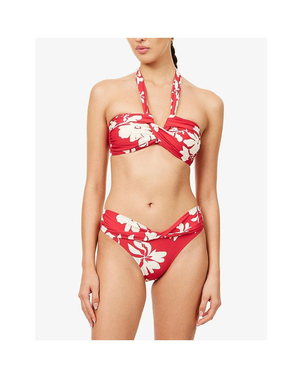 Seafolly Red Mayflower Halterneck Bandeau Bikini Top