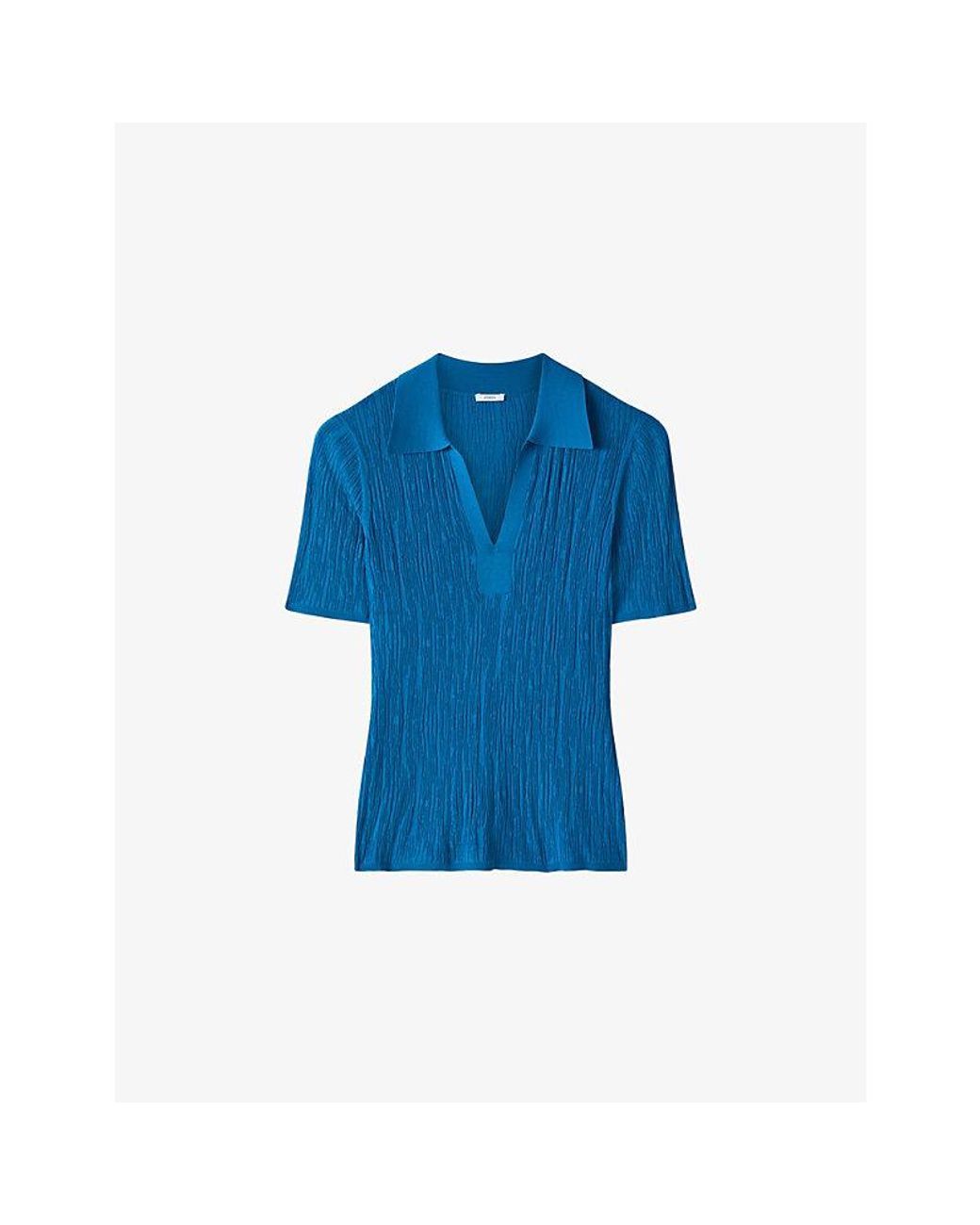 Joseph Blue Bayt Round-Neck Crinkle Woven Tank