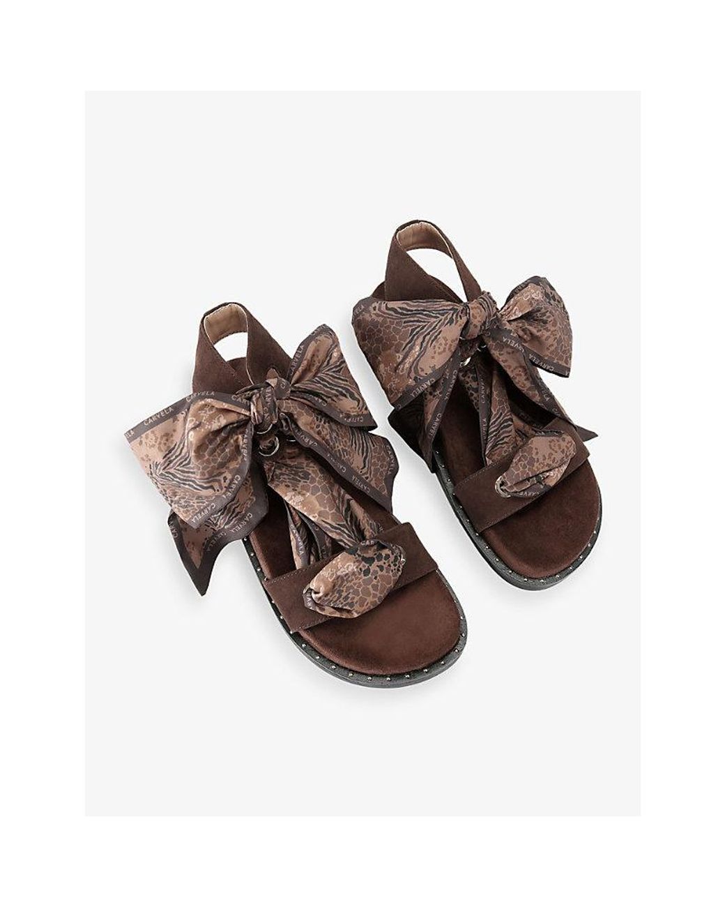 Carvela Kurt Geiger Brown Sorrento Scarf Faux-Suede Sandals