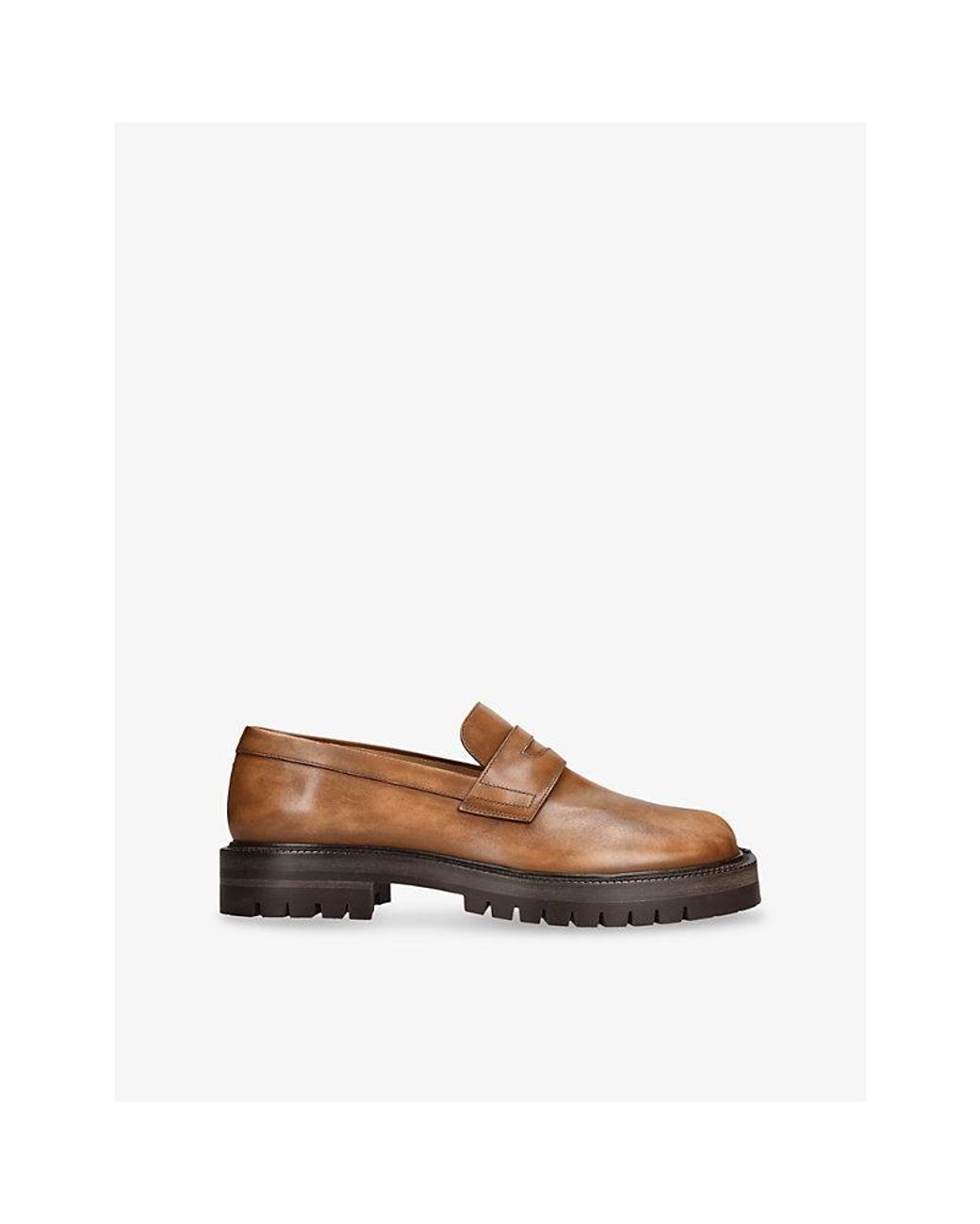 Maison Martin Margiela Brown Tabi Leather Penny Loafers Maison Margiela Tabi Loafers | Brown | FARFETCH main image 3