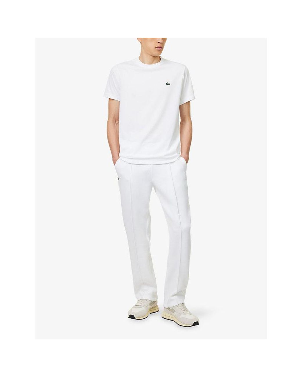 Lacoste White Graphic-Print Cotton T-Shirt for men