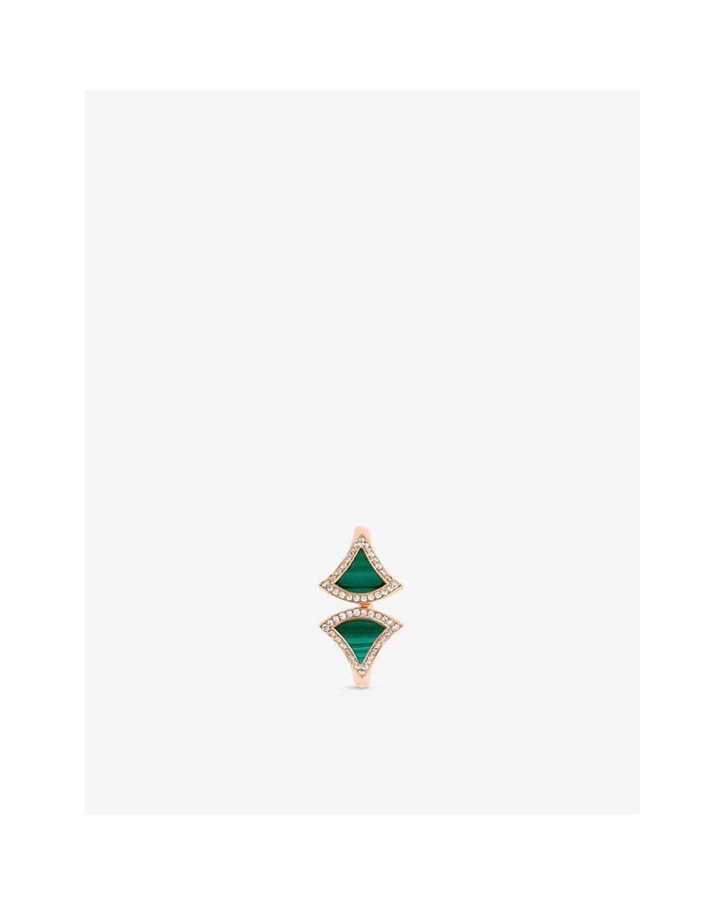 BVLGARI White Divas' Dream 18Ct, Malachite, And 0.17Ct Round Brilliant-Cut Diamond Ring