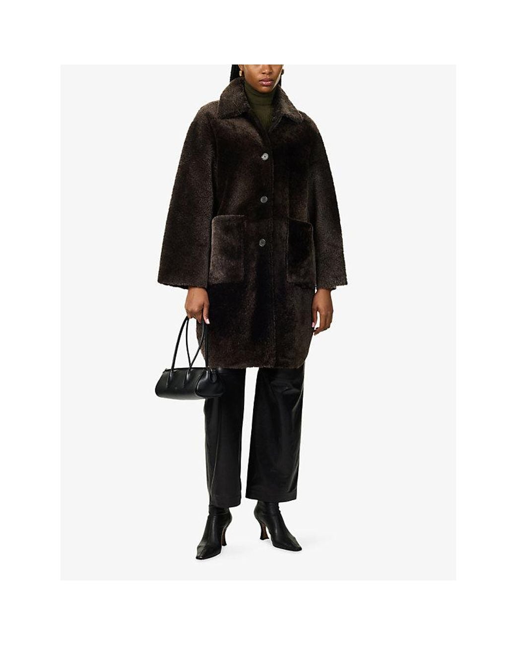 Arma Black Zoey Leather Shearling Jacket