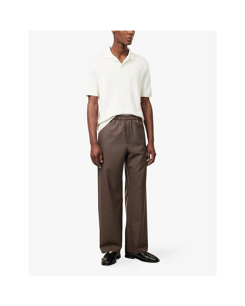 The Row White Ravi Short-Sleeve Silk, Cashmere And Linen Polo Shirt for men