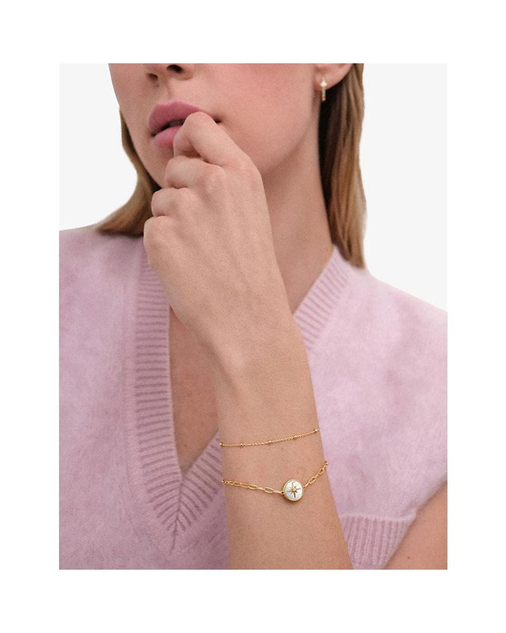 Astley Clarke White Polaris 18Ct- Plated Sterling- And Mother-Of-Pearl Locket Bracelet