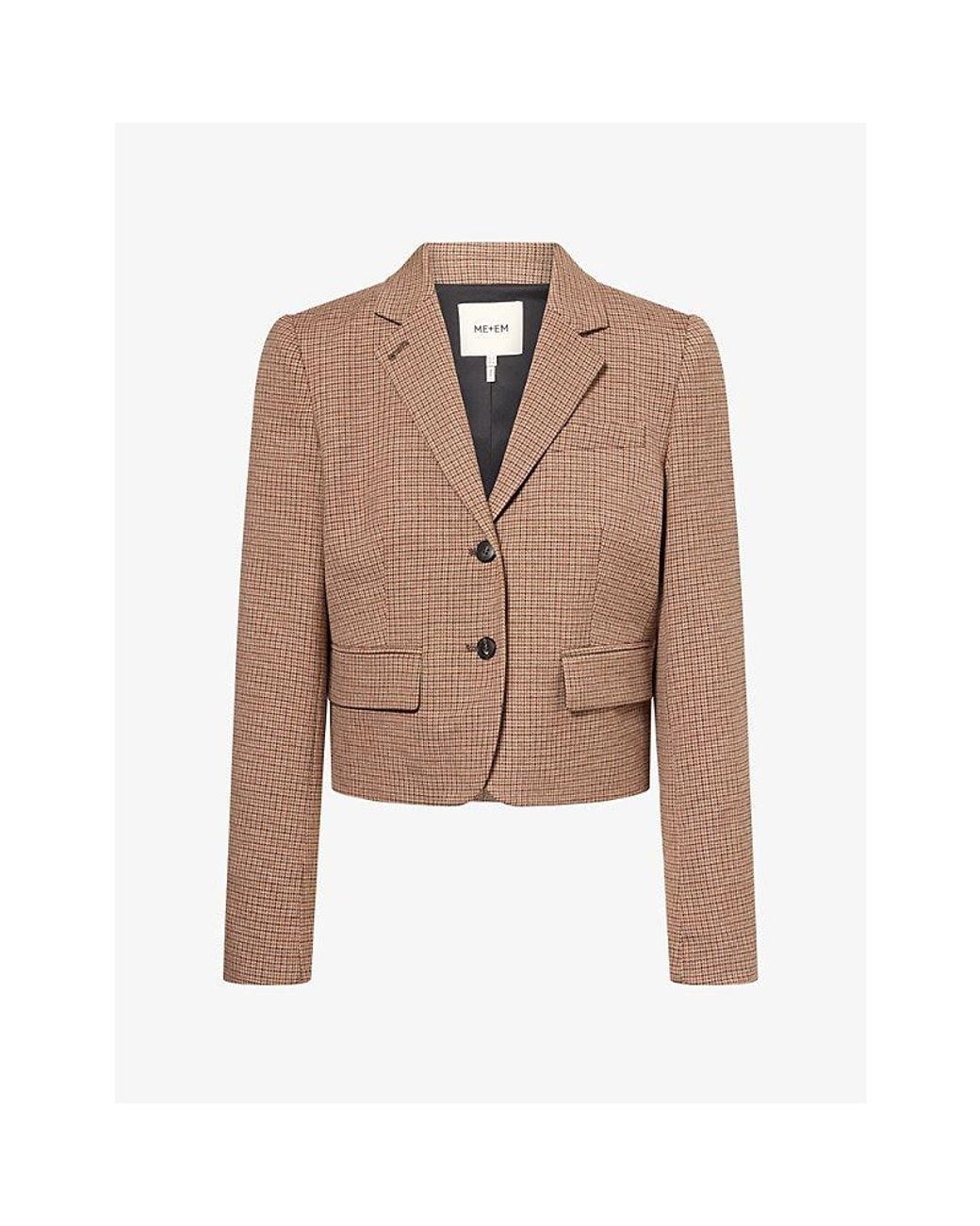 ME+EM Natural Slim-Fit Cropped Woven Blazer