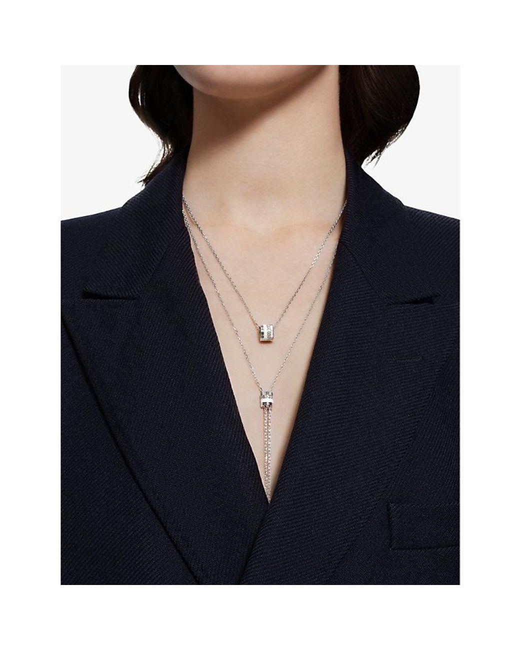 Boucheron White Quatre Double Edition Large 18Ct-, Hyceram And 0.24Ct Round-Brilliant Cut Diamonds Pendant Necklace for men