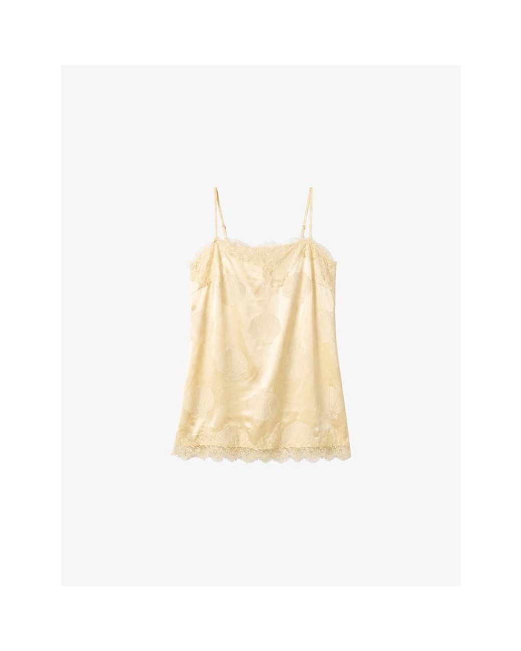 OMNES Natural Estela Lace-Trim Satin Top