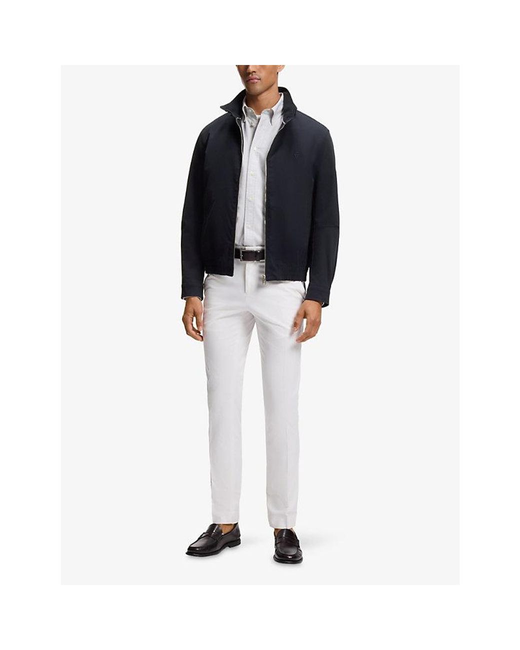 Boss Blue Brand-Embroidered Relaxed-Fit Stretch-Cotton Jacket for men