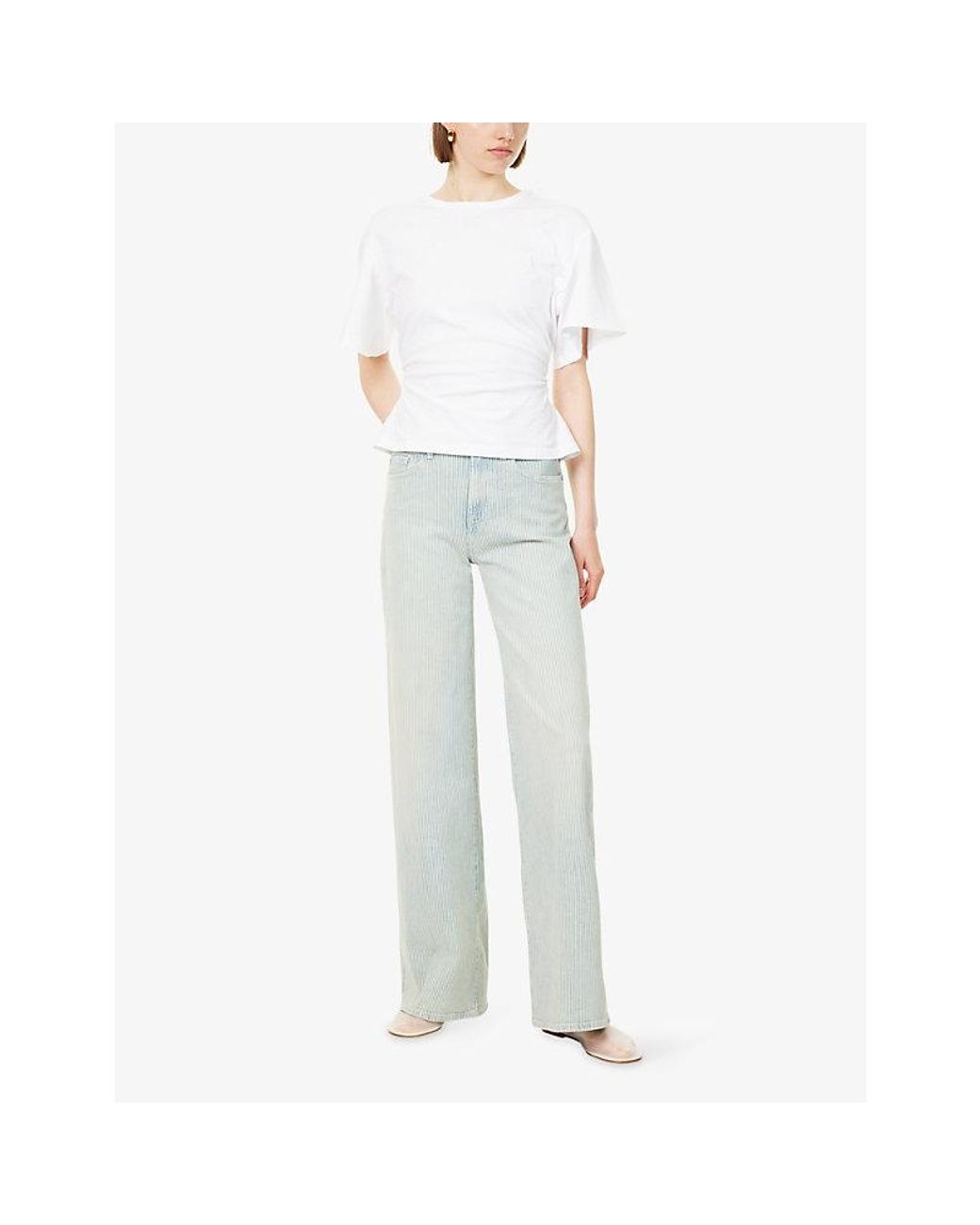 7 For All Mankind Blue Lotta Striped High-Rise Cotton Denim Jeans