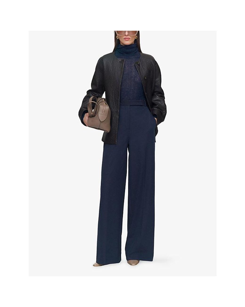 Joseph Blue Wide-Leg Tailored Stretch-Woven Trousers