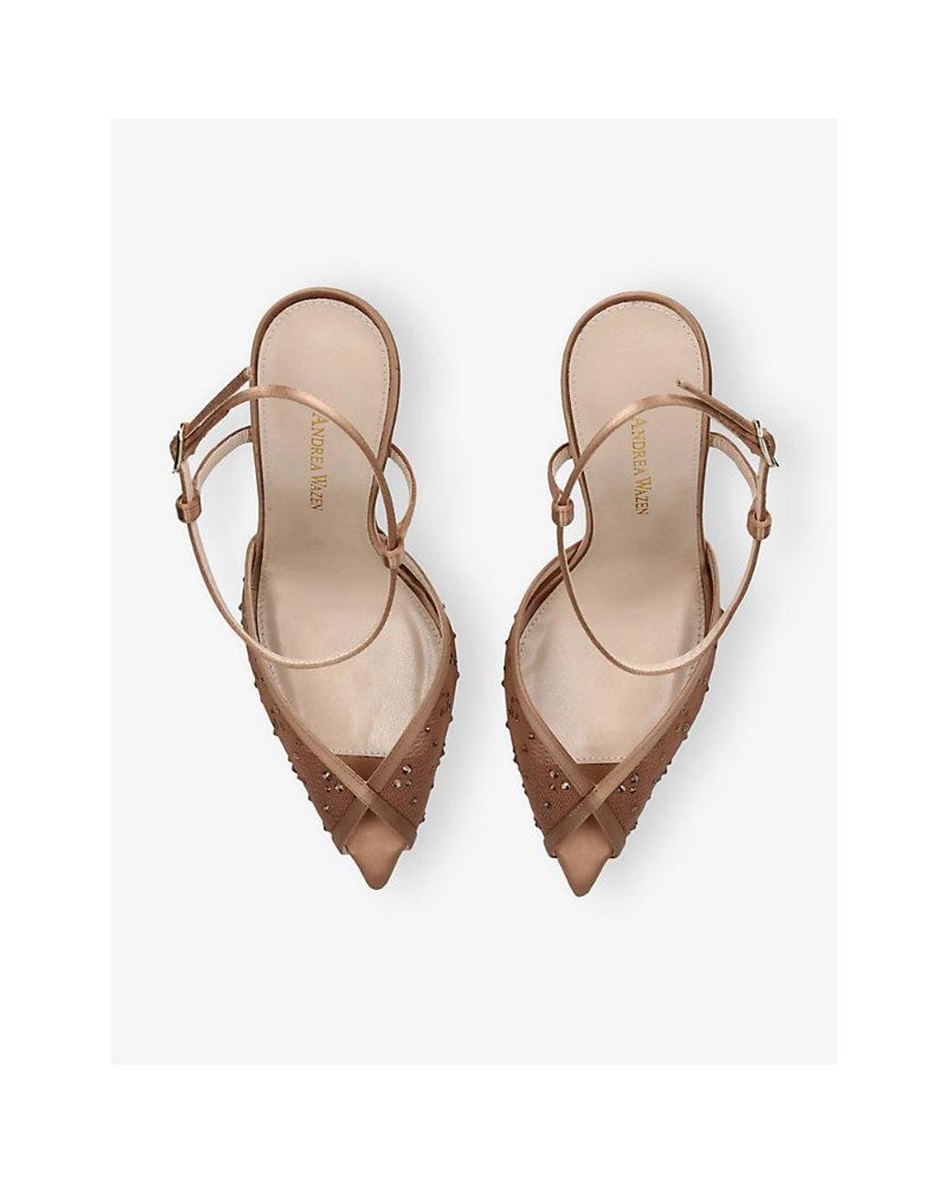 Andrea Wazen White Katy 105 Mesh Heeled Slingbacks