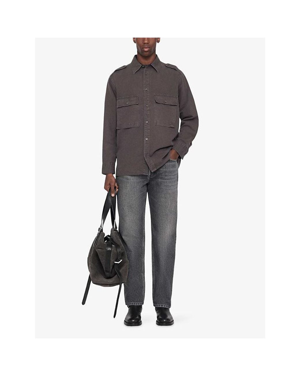 AllSaints Gray Regular-Fit Straight-Leg Denim Jeans for men
