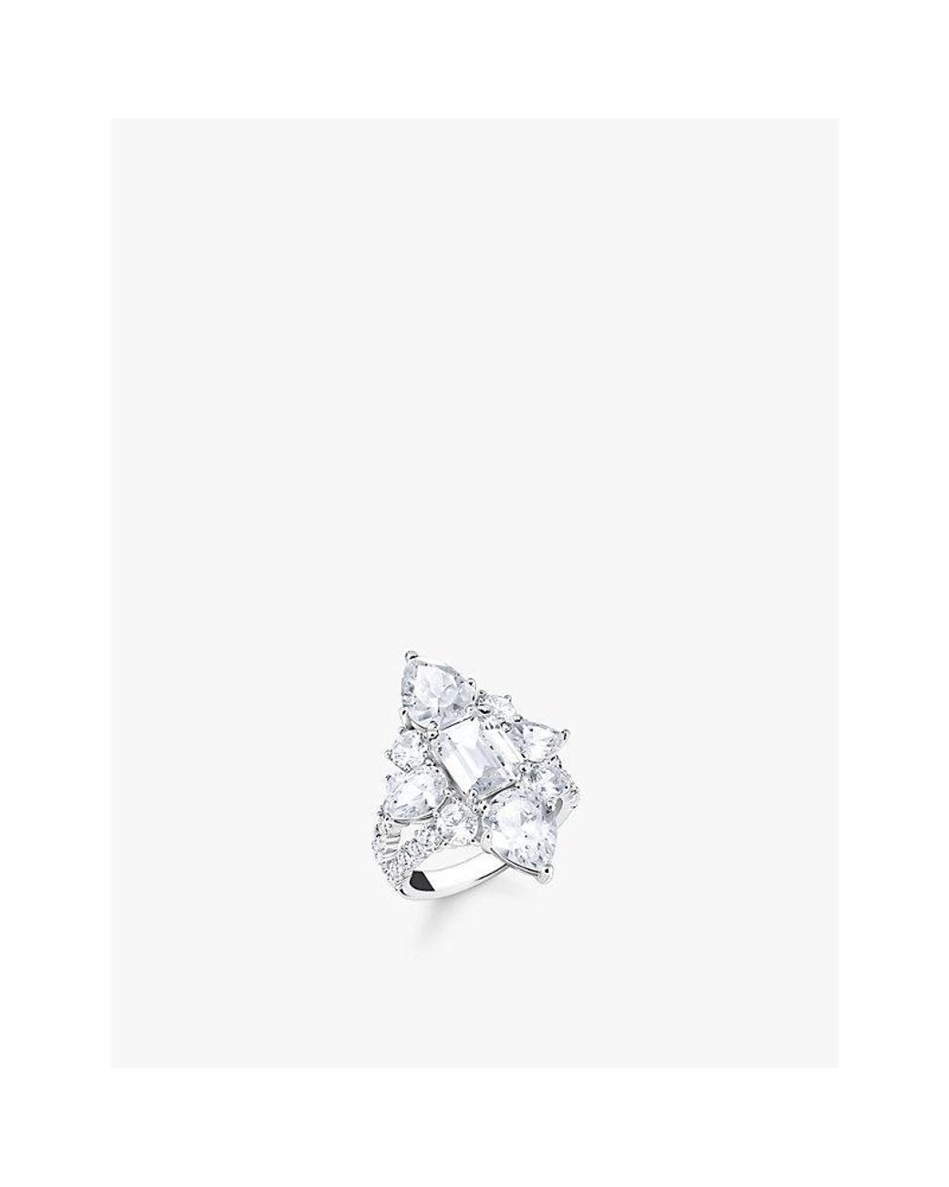 Thomas Sabo White Assorted-Cut Cubic Zirconia And 925 Sterling-Sterling Cocktail Ring