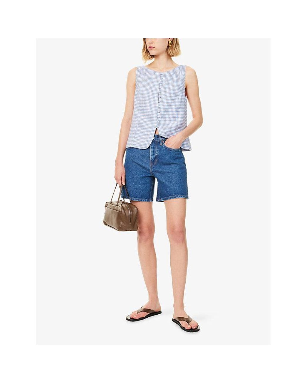 Reformation Blue Raye Mid-Rise Denim Shorts