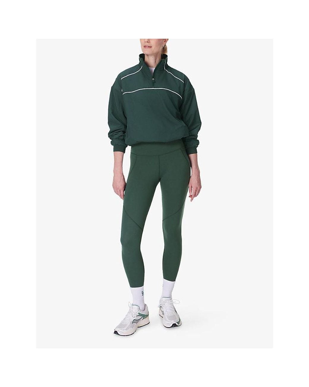 Sweaty Betty Green Warm Perform Fleece-Lined Stretch-Woven Jacket