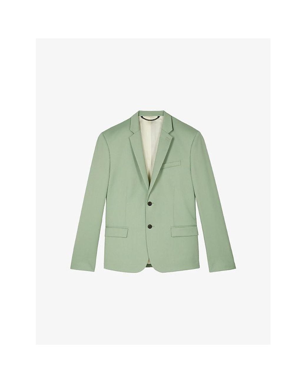 The Kooples Green Notch-Lapel Single-Breasted Wool Blazer for men