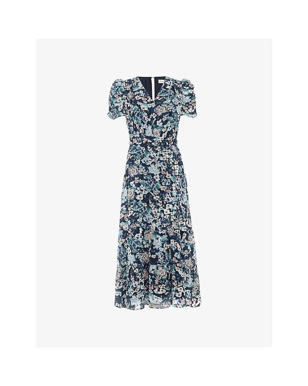 Phase Eight Blue Azalea Floral-Print Woven Midi Dress