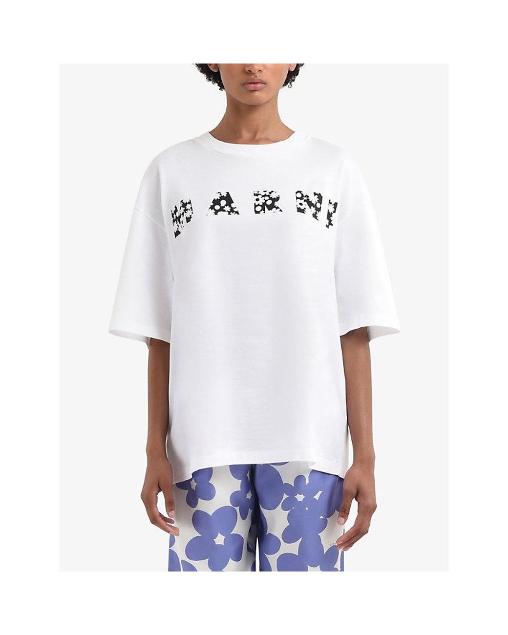Marni White Pop Fields Logo-Print Relaxed Cotton-Jersey T-Shirt