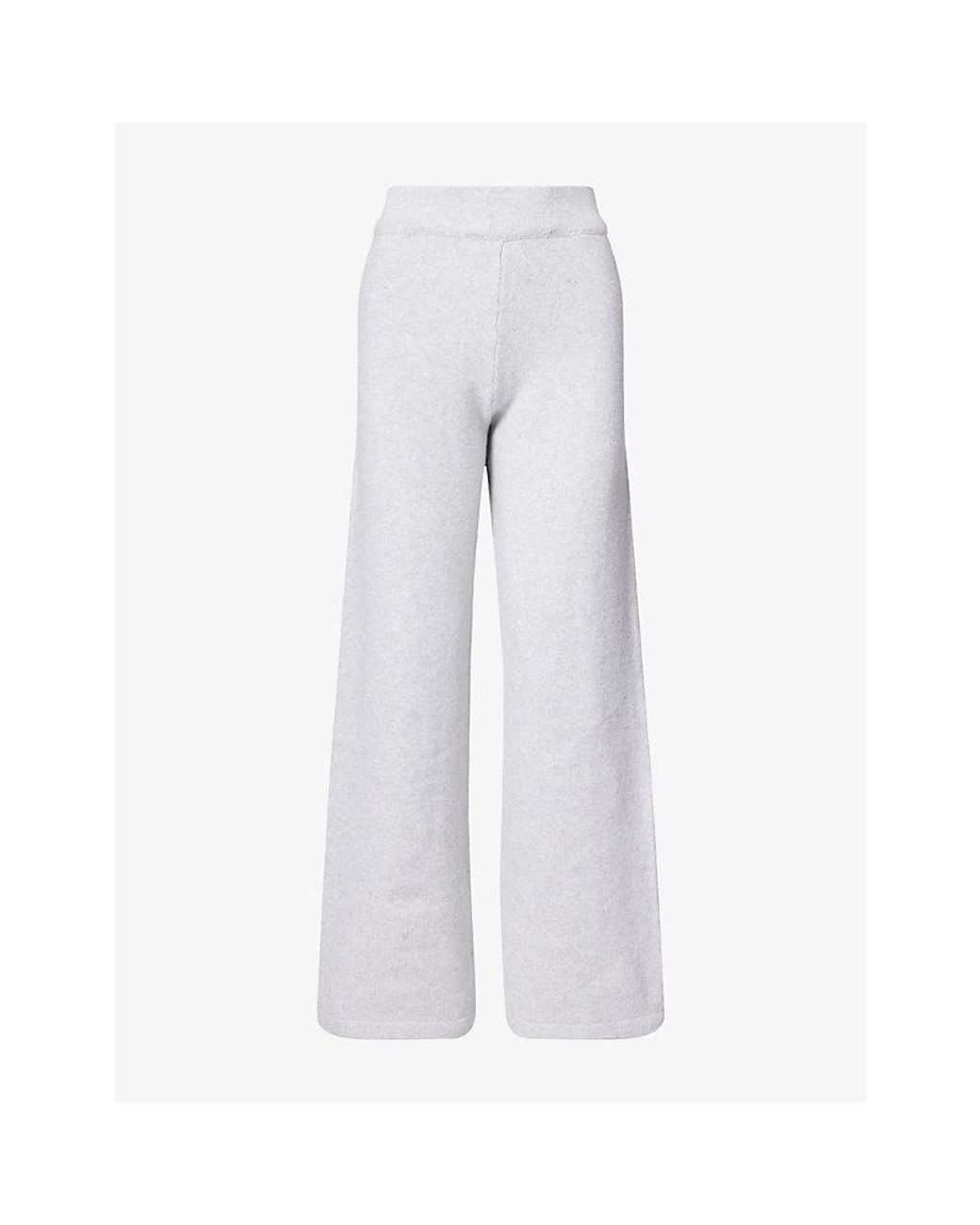 ADANOLA White Logo-Embroidered Wide-Leg Knitted Jogging Bottoms