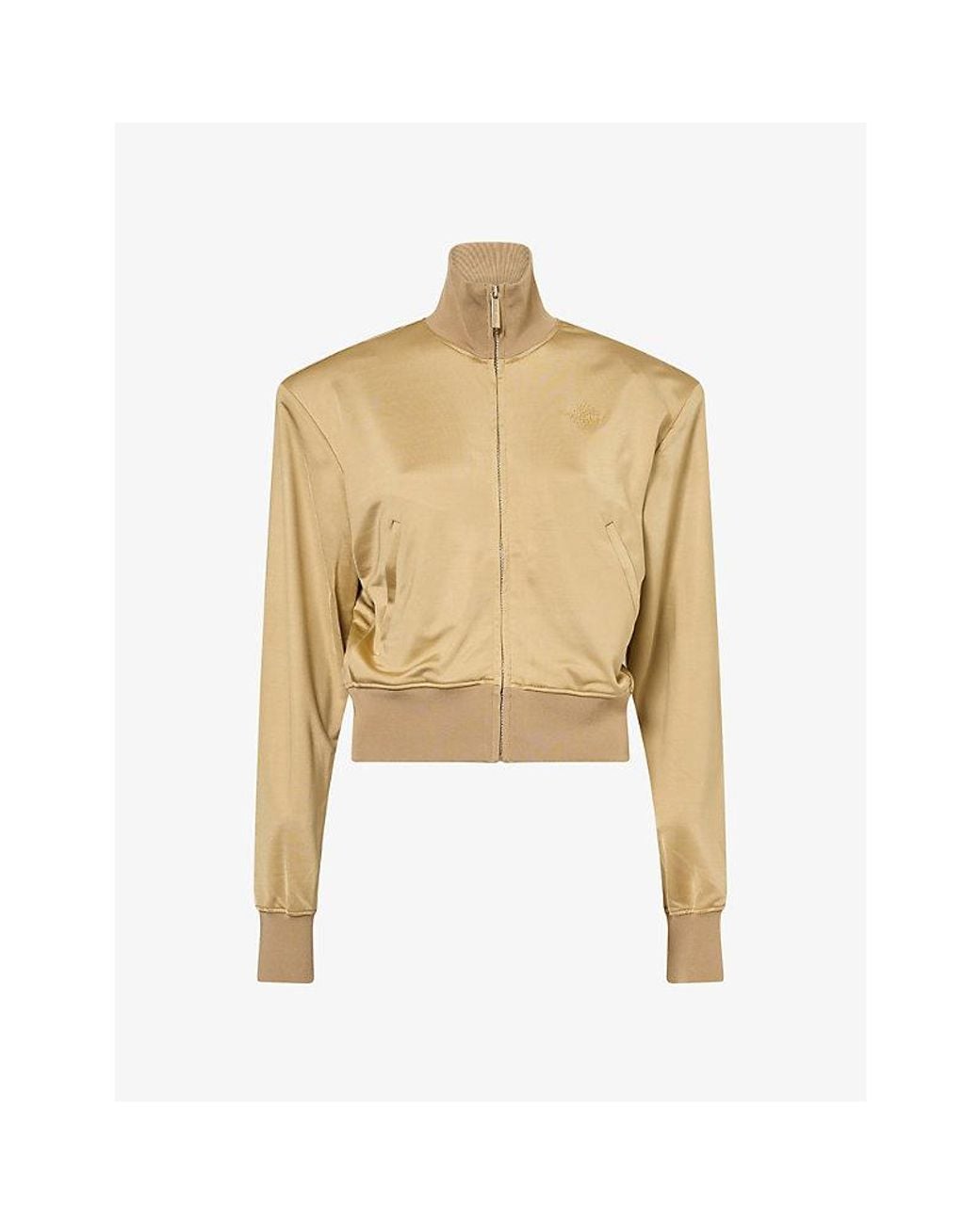 Jay3Lle Natural Cropped Brand-Embroidered Jersey Jacket
