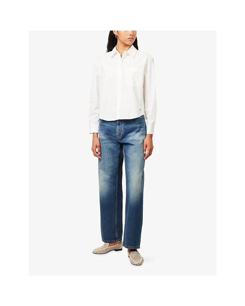 Weekend by Maxmara White Boxy-Fit Patch-Pocket Cotton Shirt