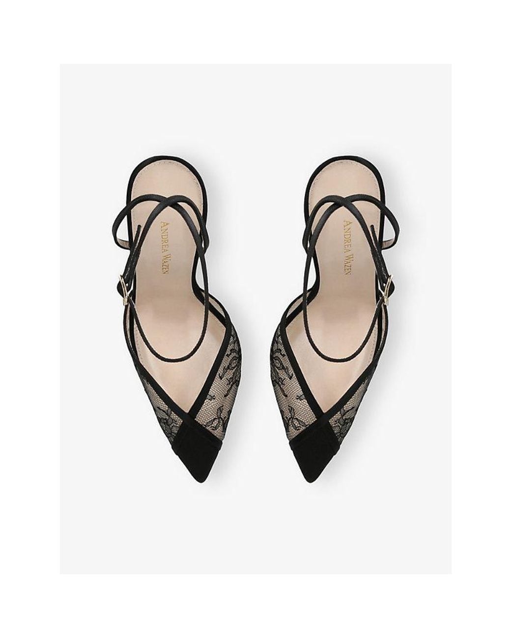 Andrea Wazen Black Lenny 105 Lace Heeled Courts