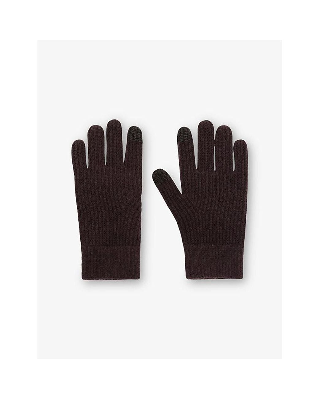 Reiss Black Lawson Ribbed Merino-Wool Gloves for men