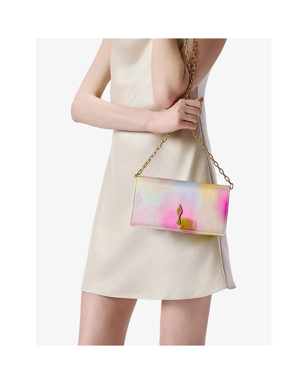 Christian Louboutin Pink Bettina Botanica Satin Clutch