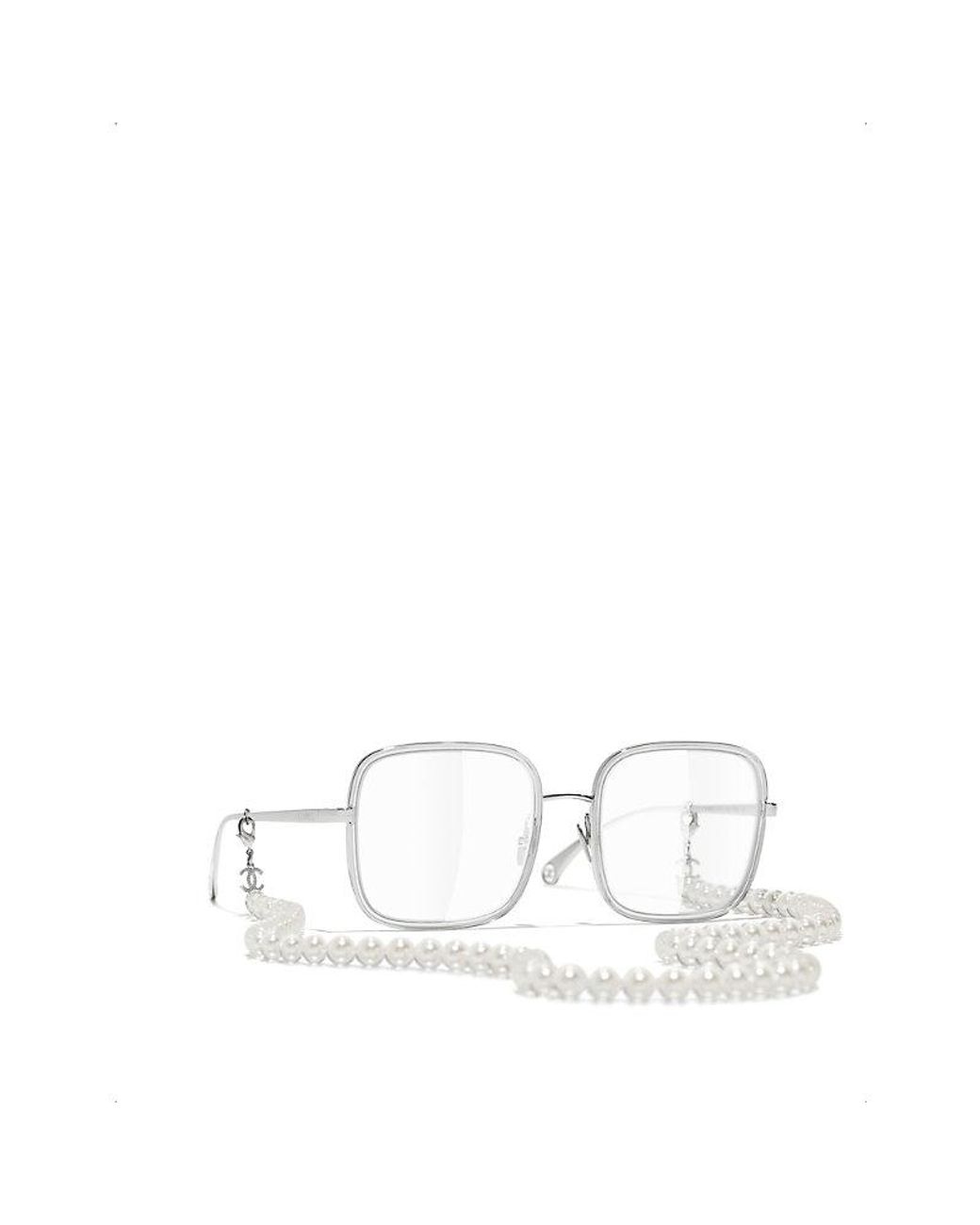 Chanel Square Eyeglasses in White | Lyst