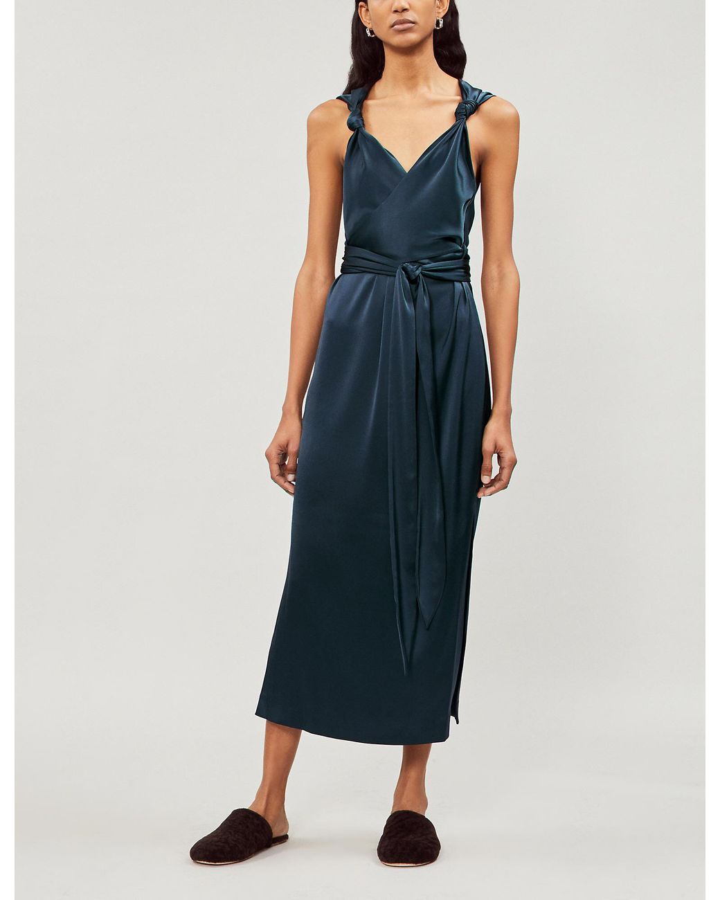 Nanushka Shanti Satin Dress in Blue | Lyst