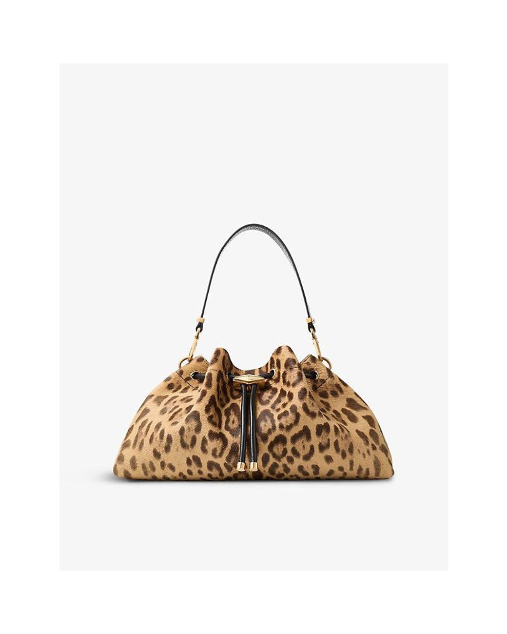 Jimmy Choo Cinch Leopard-Print Medium Suede Shoulder Bag in