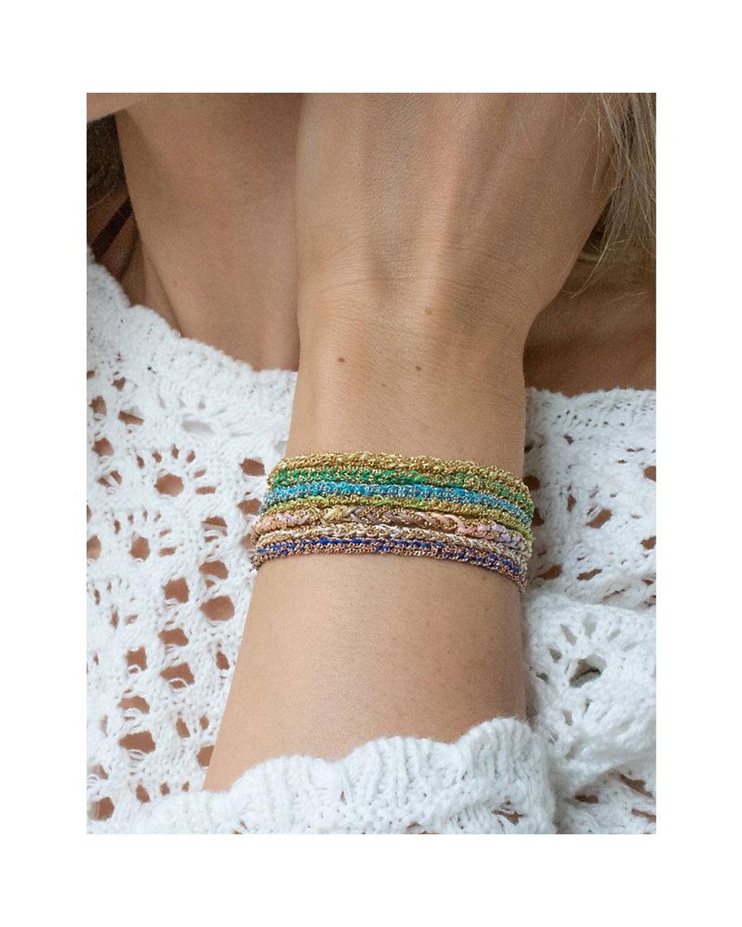 La Maison Du Couturier Blue Assya Panama Sterling- And Silk Friendship Bracelet