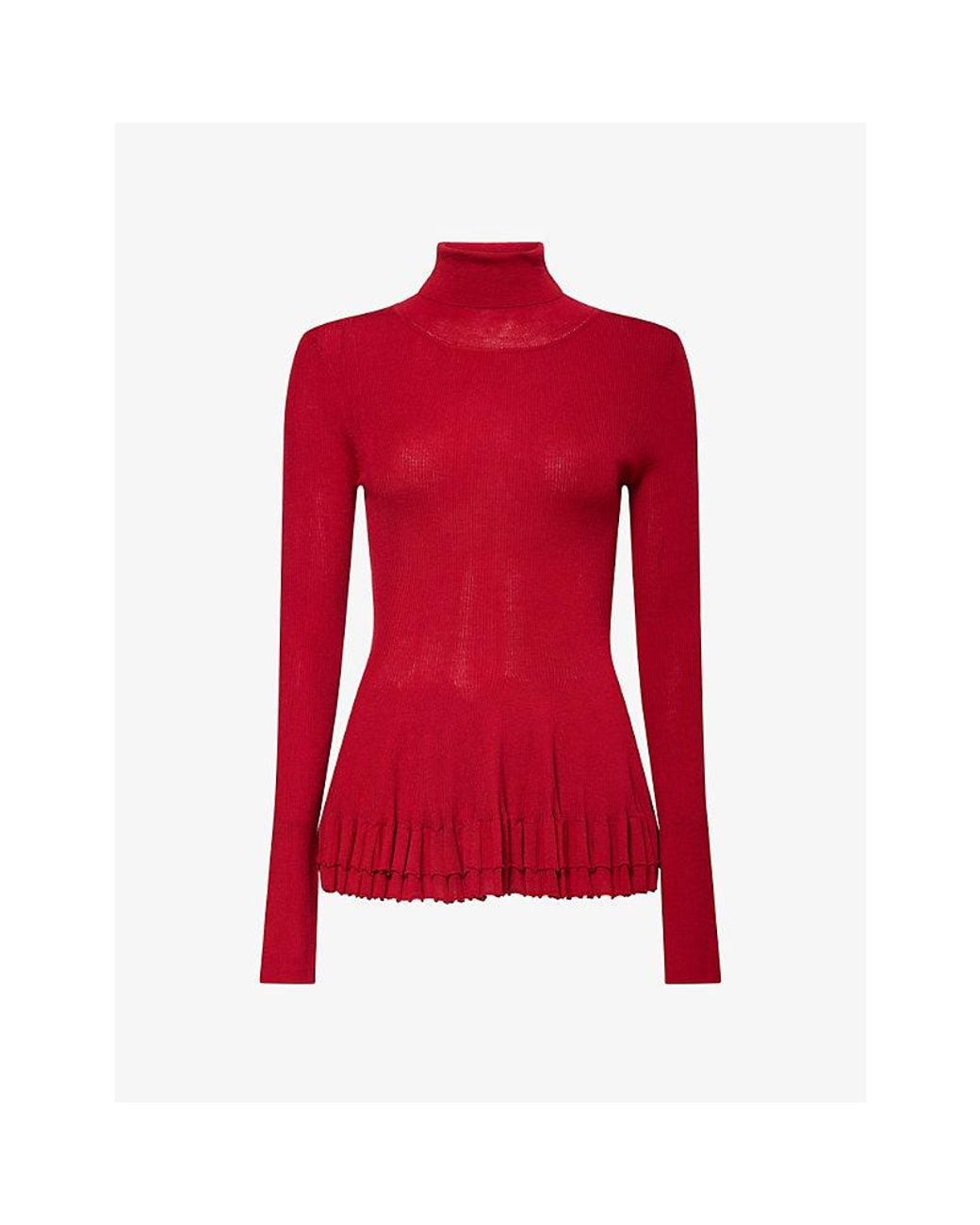 Ashlyn Red Merritt Turtleneck Wool-Blend Jumper