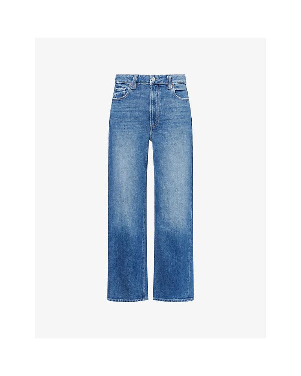 PAIGE Blue Stevie Ankle High-Rise Cotton Denim Jeans