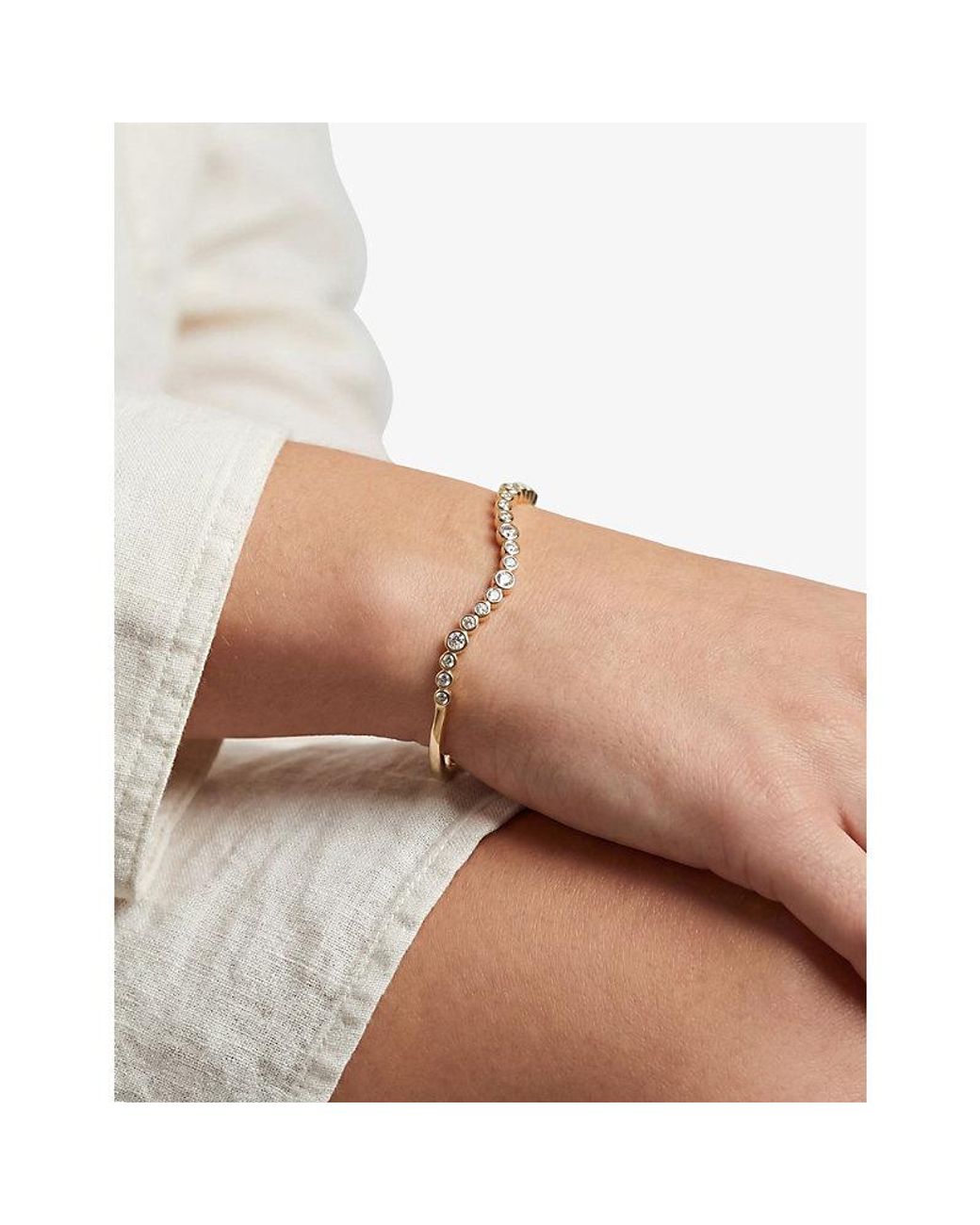 Sif Jakobs White Sardinien Wave 18Ct-Plated Sterling And Cubic Zirconia Bangle
