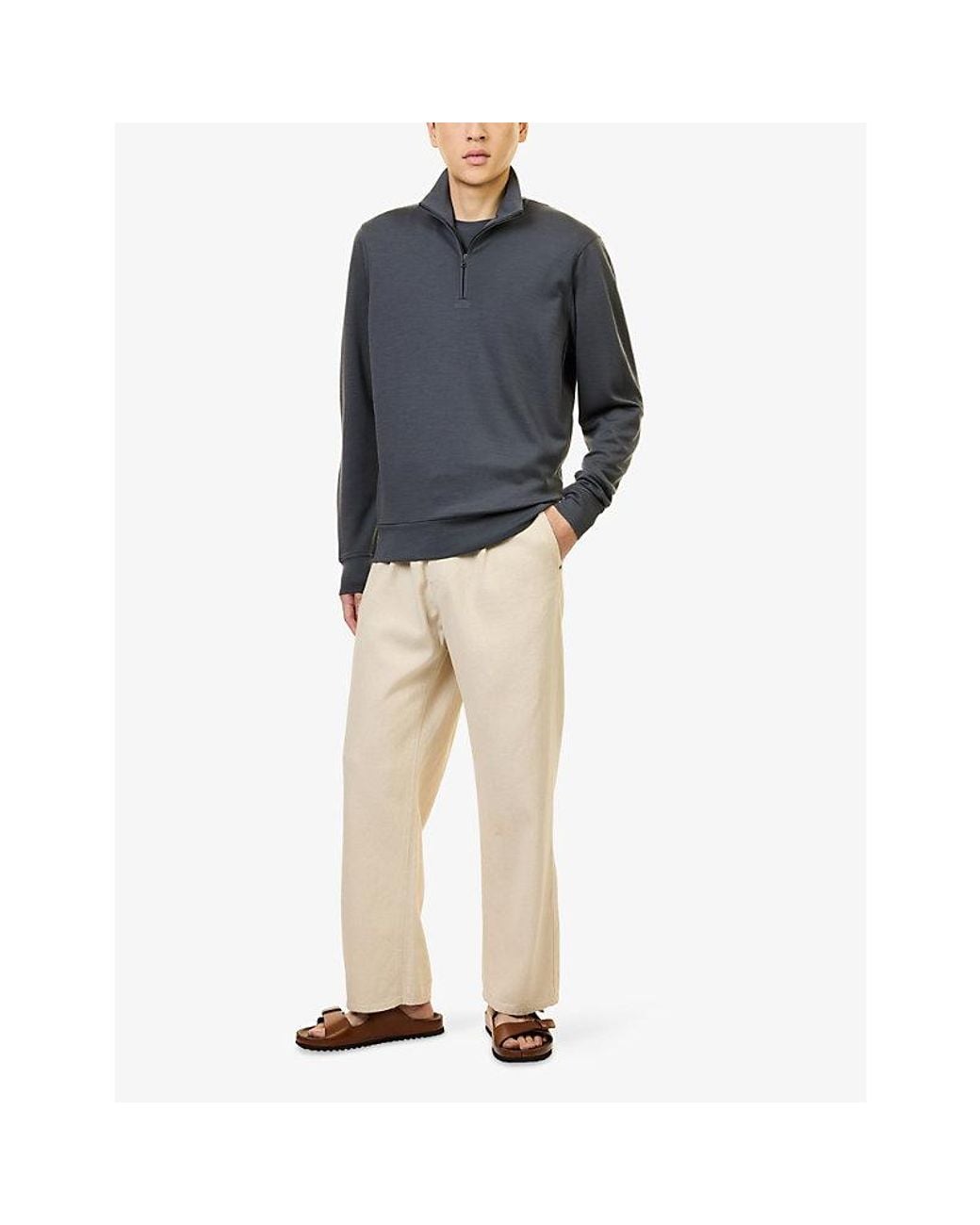 Orlebar Brown Blue Isar Half-Zip Merino-Wool Sweatshirt for men