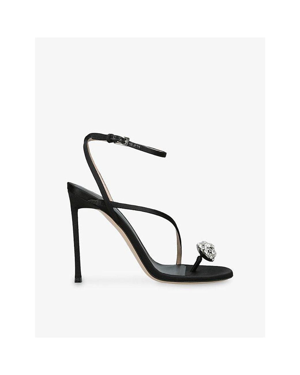 Tom Ford White Cassia Crystal-Stone Satin Heeled Sandals