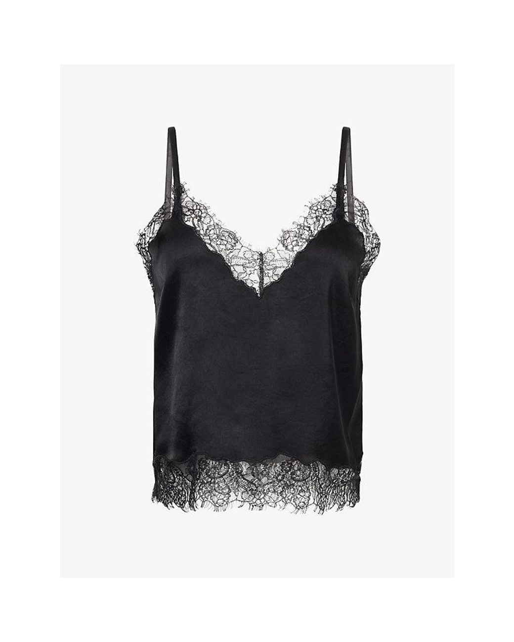 Citizens of Humanity Black V-Neck Adjustable-Strap Satin Top