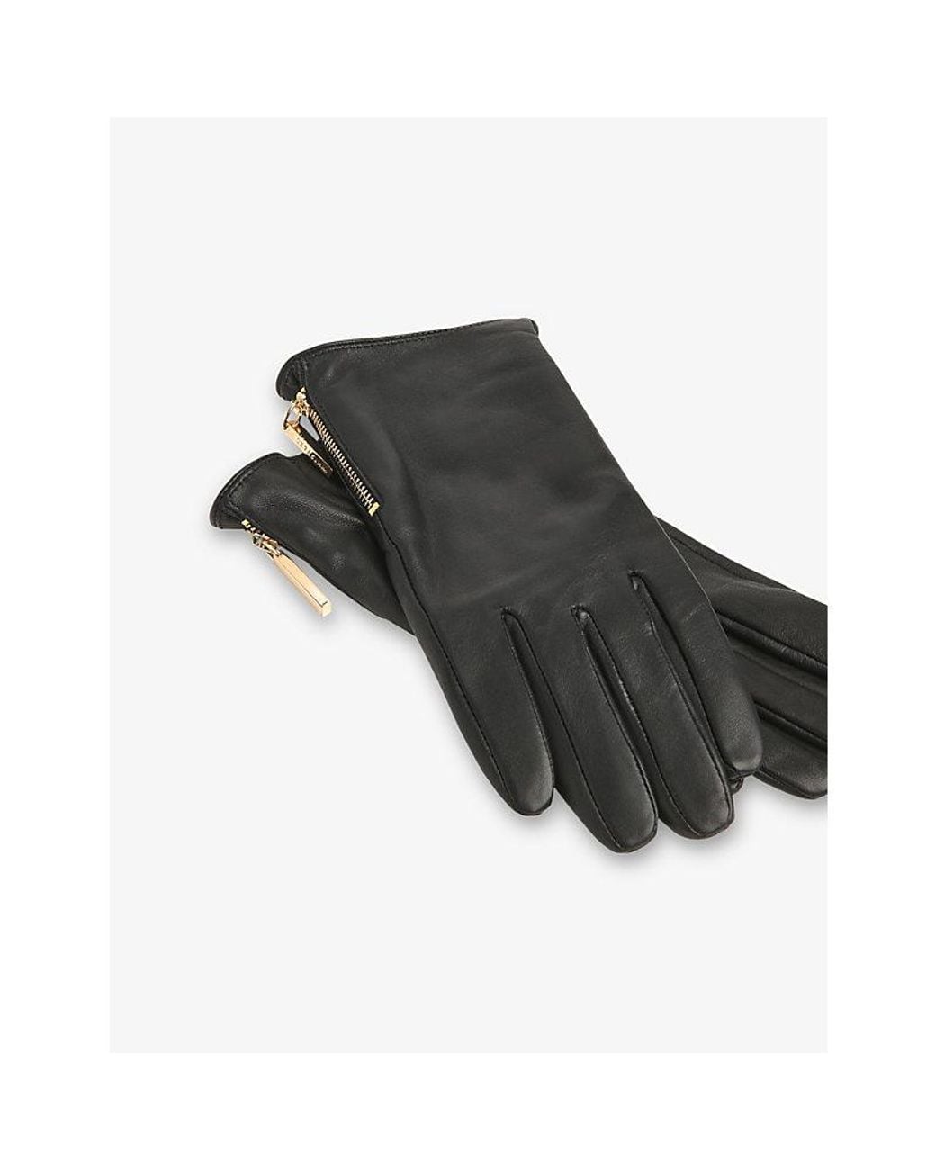 Whistles Green Zipped Leather Gloves