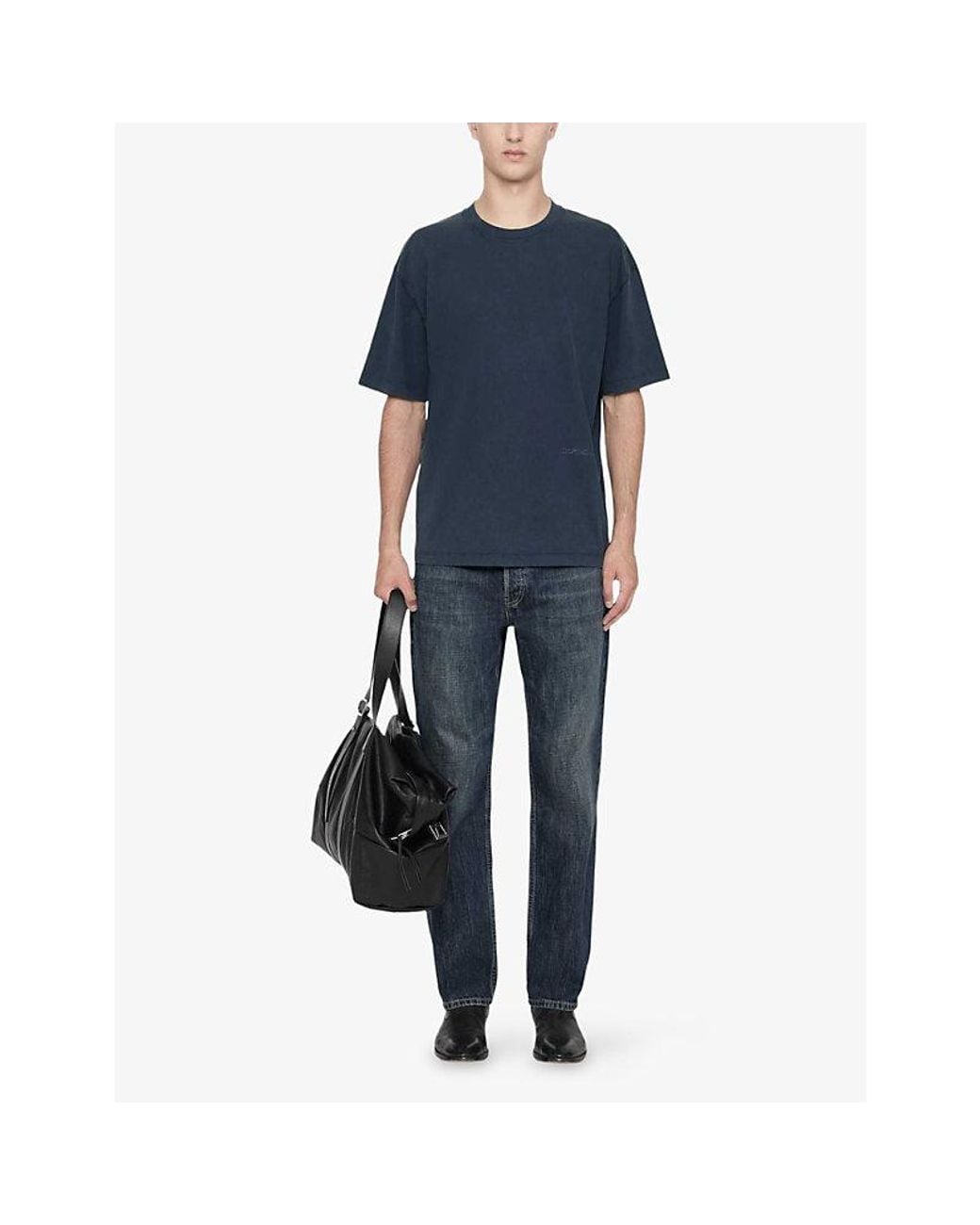 AllSaints Blue Maddox Crewneck Regular-Fit Cotton T-Shirt for men