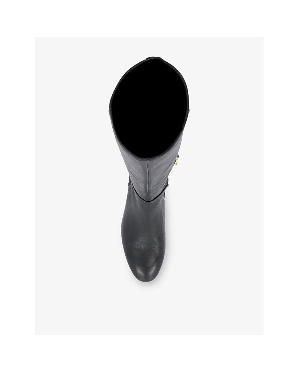 Dune Black Seoul Block Heel Leather Knee High Boots