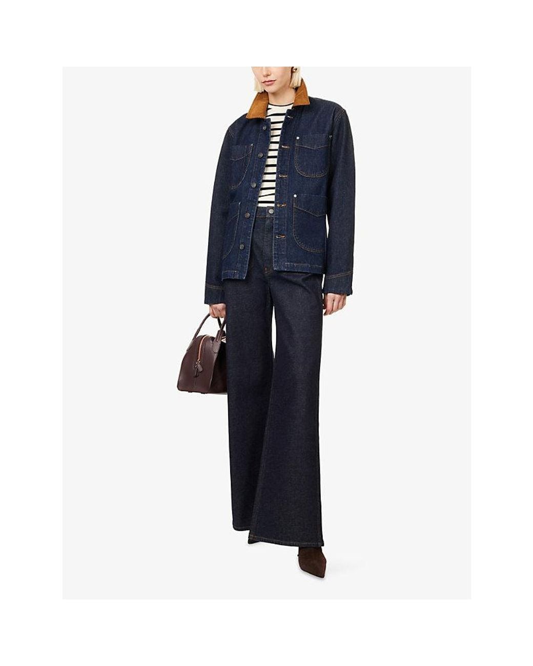 Khaite Blue Wyatt Patch-Pocket Denim Jacket