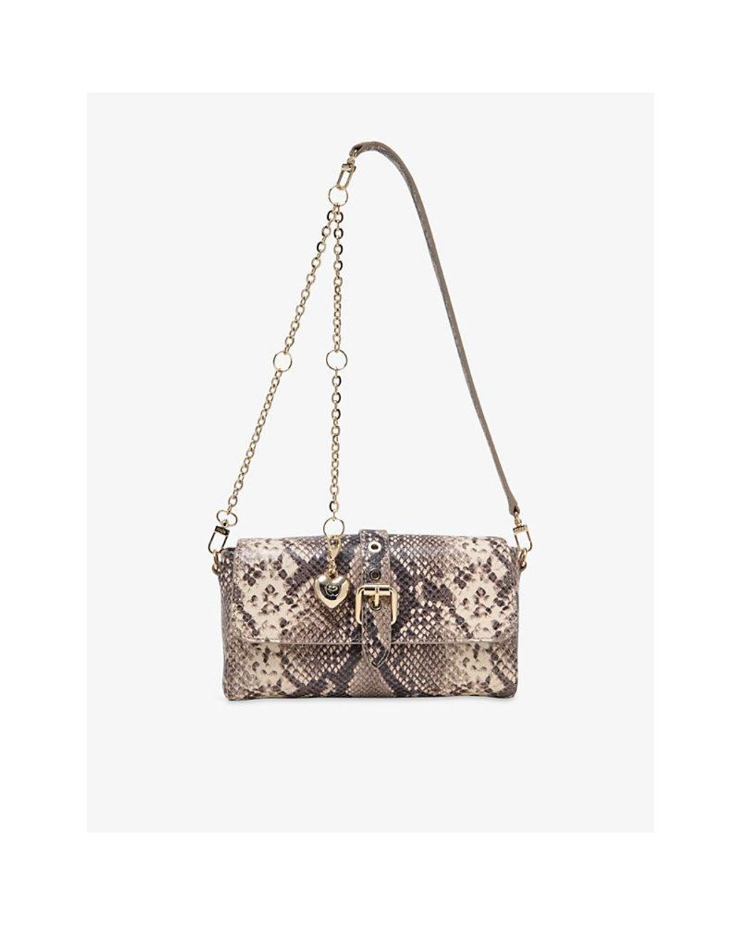 Maje White Miss M Snake-Print Leather Shoulder Bag