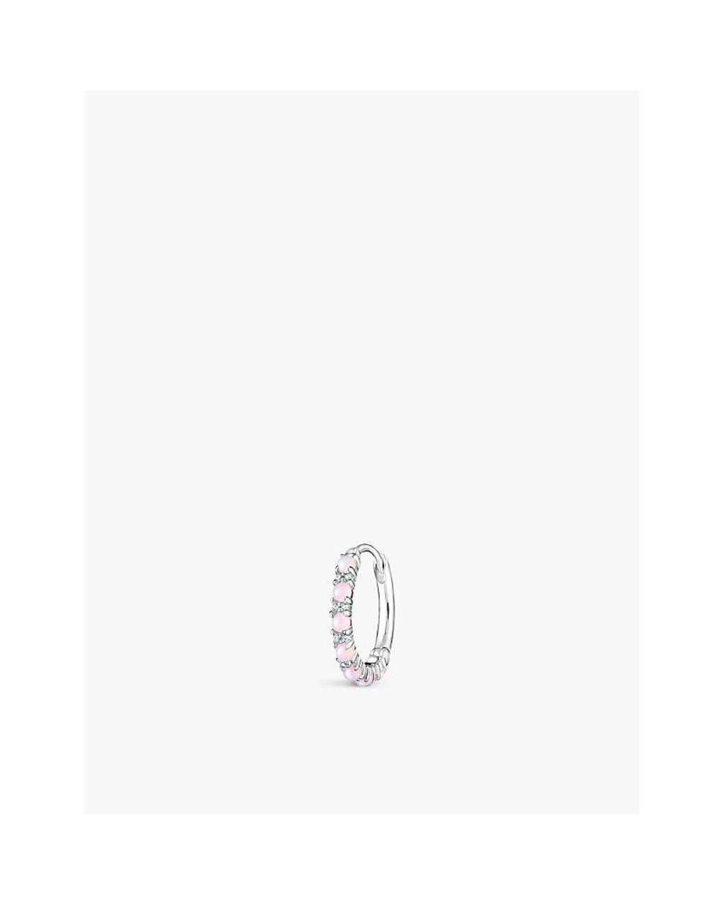 Thomas Sabo White Filigree Sterling- Glass-Stone And Zirconia Single Hoop Earring