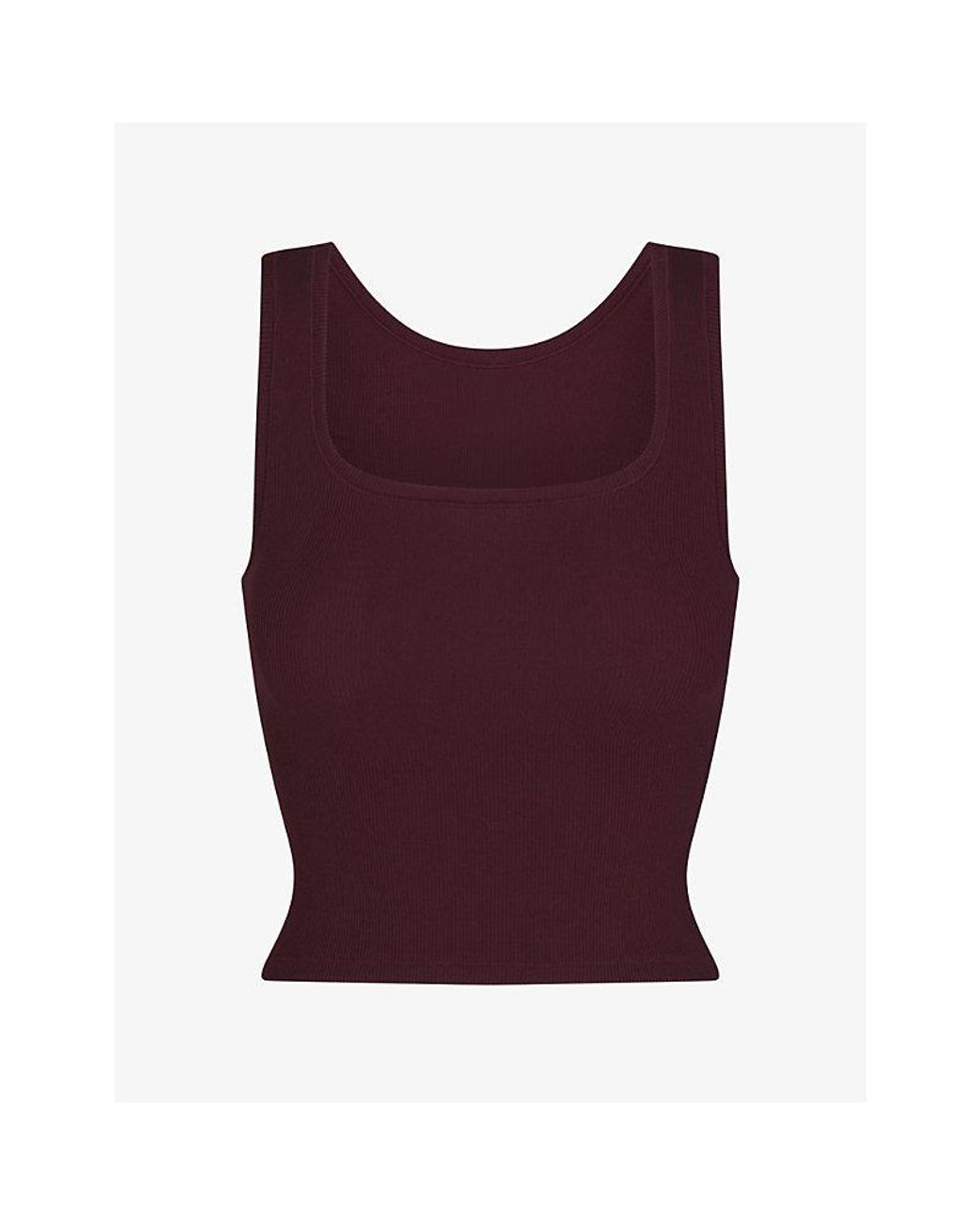 Skims Purple Scoop-Neck Cotton Rib Tank Top