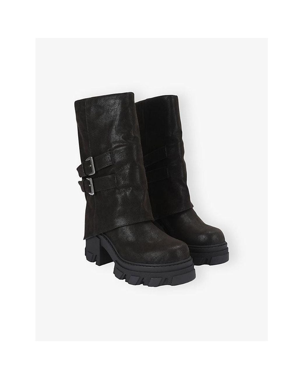 Steve Madden Black Barrage Faux-Leather Boots