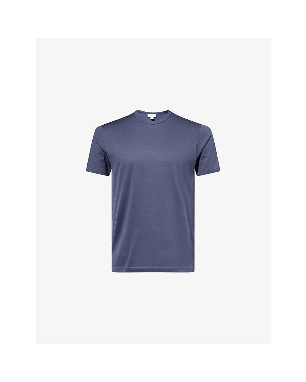 Sunspel Blue Regular-Fit Crew-Neck Cotton T-Shirt for men